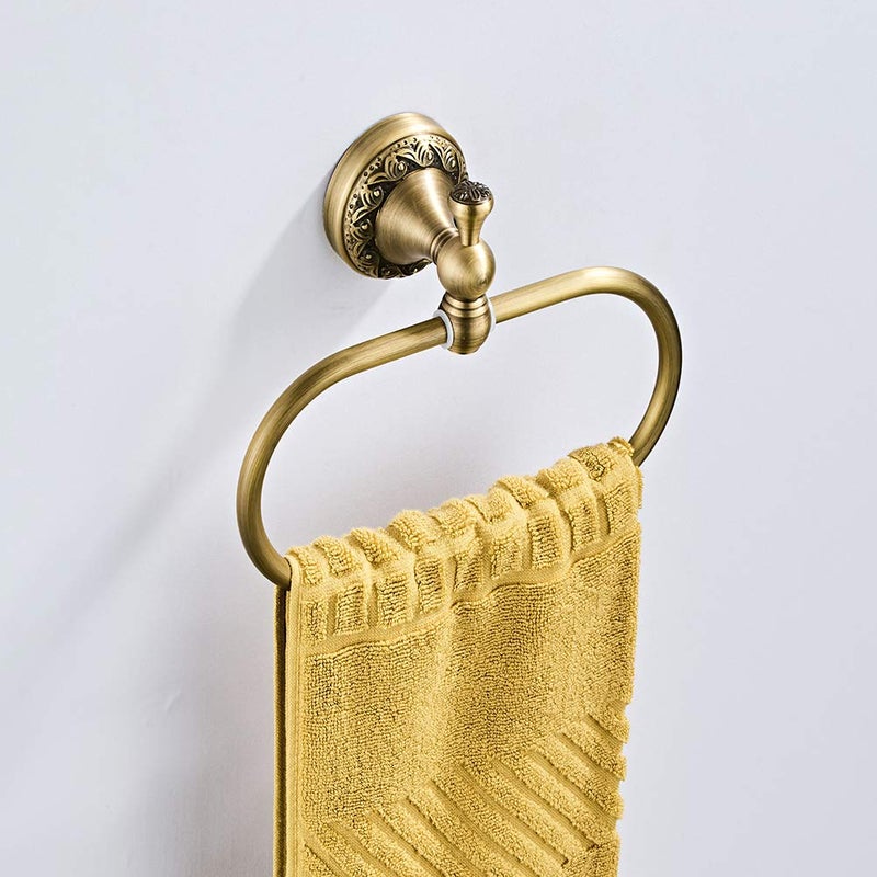 Aothpher Brass Towel Ring Oval Contemporary Bathroom Hand Towel Holder Wall Mounted,Antique Brass Finish - Image 2